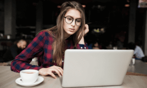 A girl working on laptop